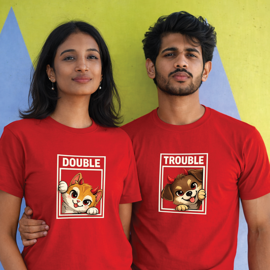 The “Double Trouble” Valentines Edition T-Shirt - 100% Bio-Washed Cotton - 180 GSM