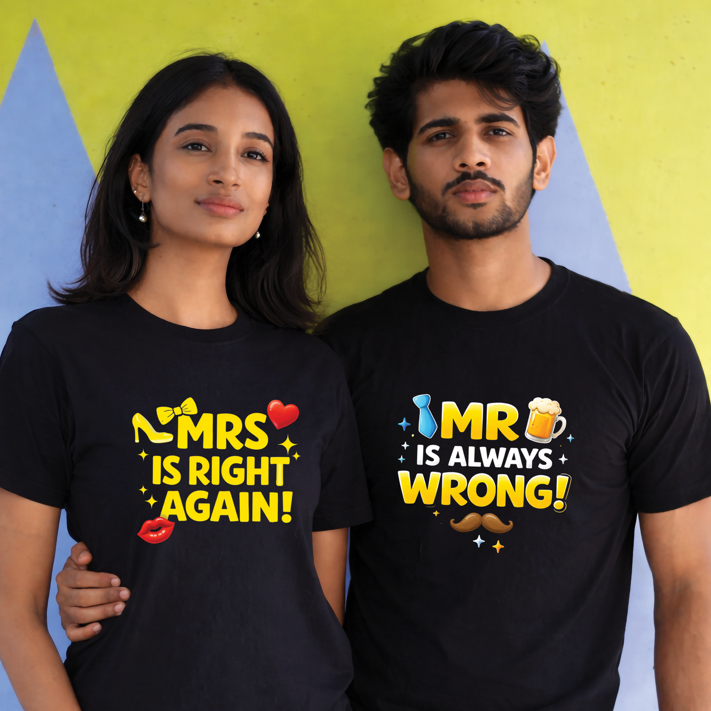 Mrs Is Right Again! – Mr Is Always Wrong! Valentines Edition T-Shirt - 100% Bio-Washed Cotton - 180 GSM