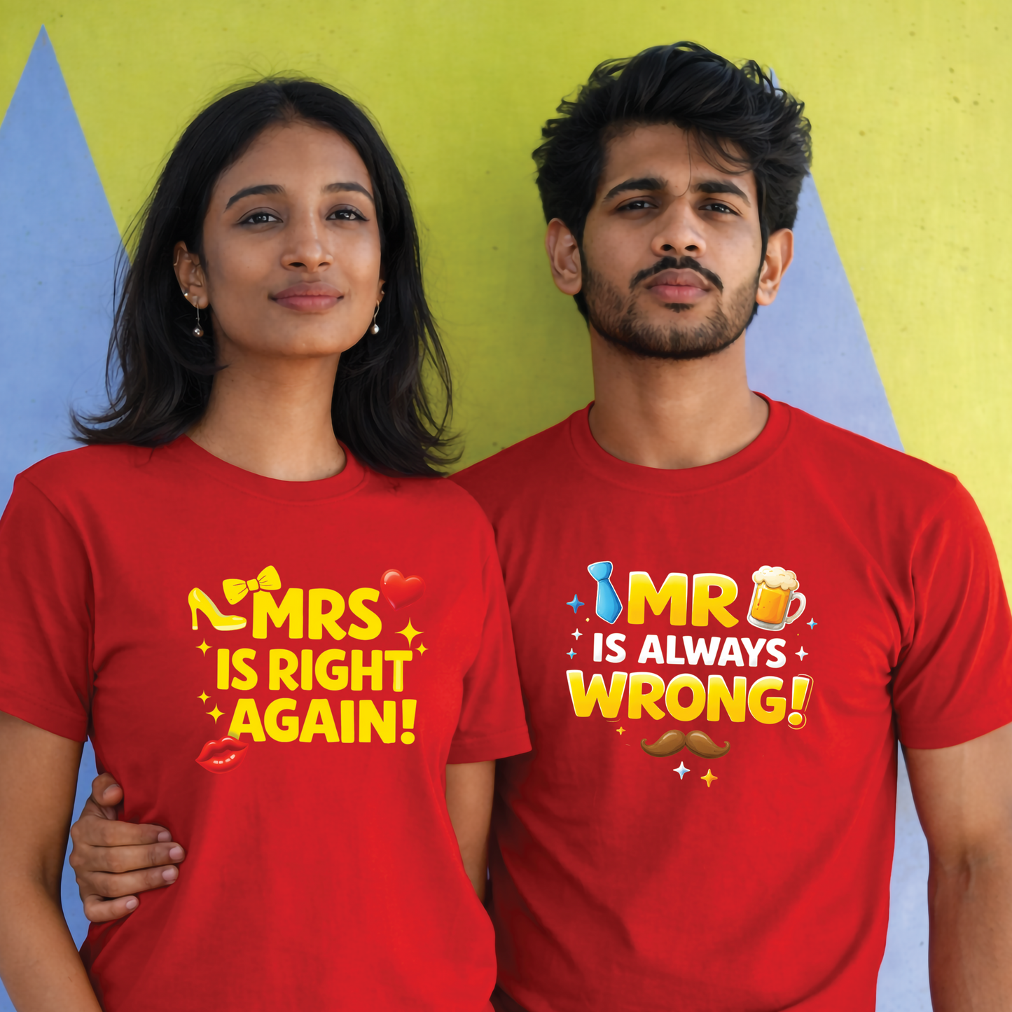 Mrs Is Right Again! – Mr Is Always Wrong! Valentines Edition T-Shirt - 100% Bio-Washed Cotton - 180 GSM